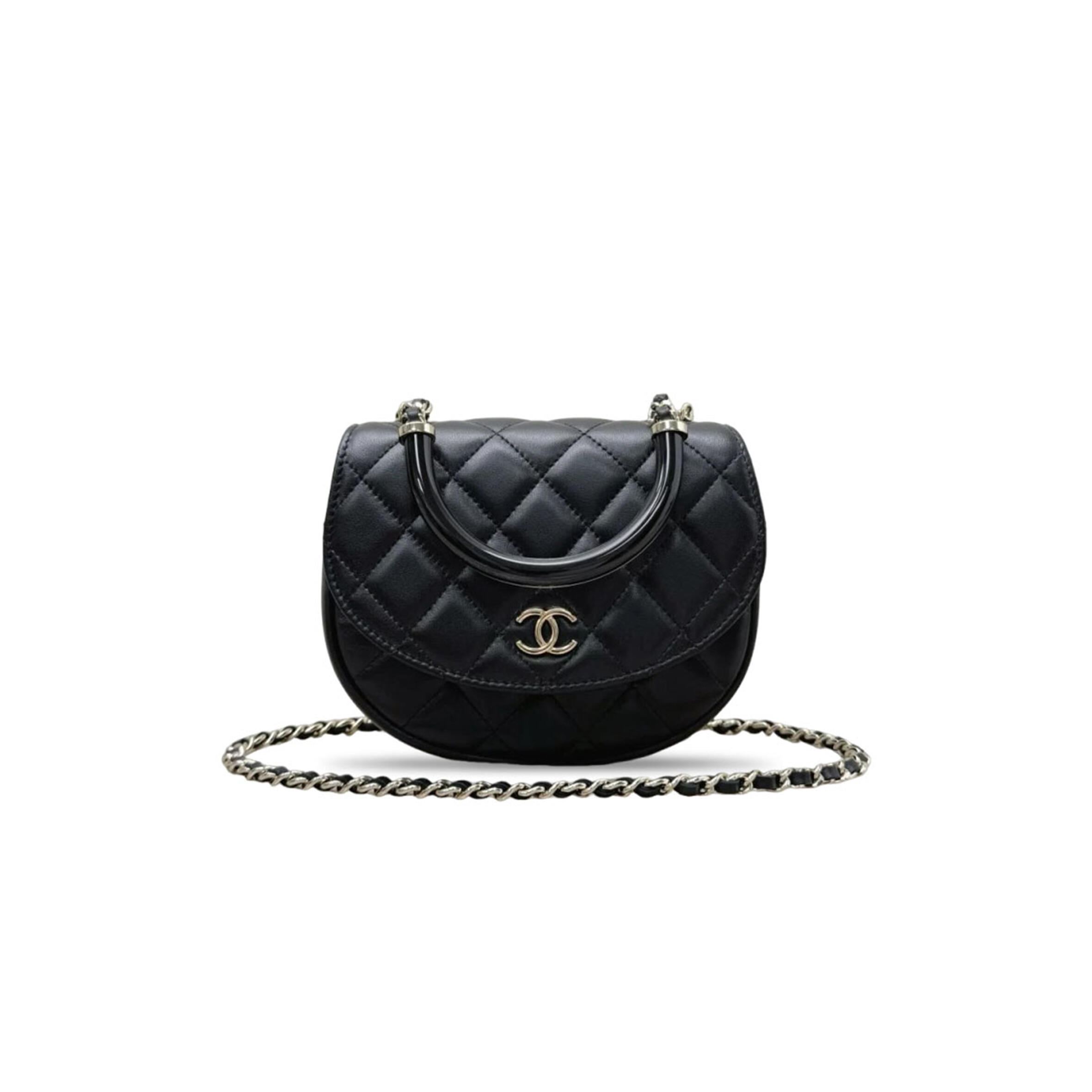 CHANEL QUILTED LAMBSKIN IN THE LOOP HANDLE FLAP BAG AP4410 (16*14*6.6cm)